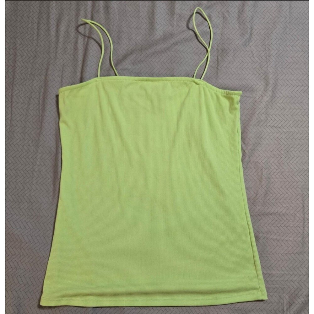 rue21 Green Ribbed Knit Spaghetti Strap Stretch Camisole Top Women’s L